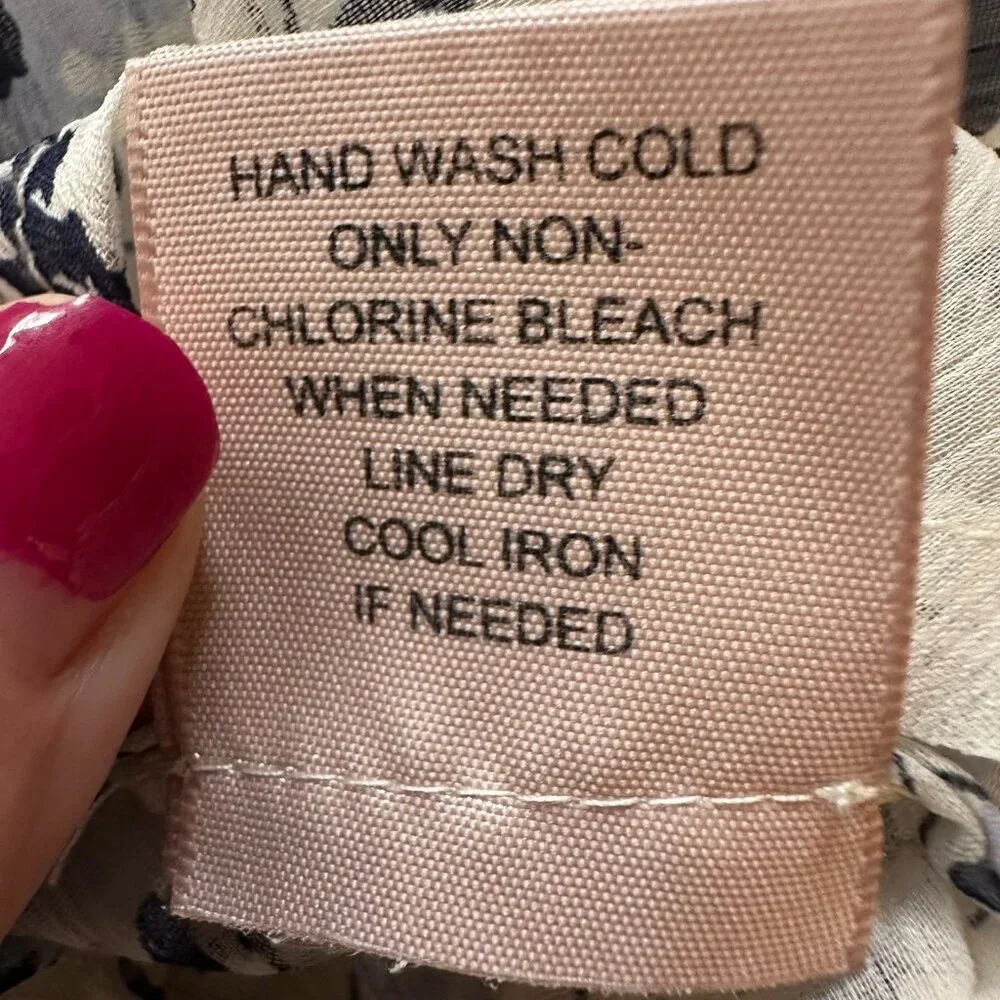 Philosophy Blouse Women’s Medium Sheer Floral White With Blue Flowers Sheer - Picture 12 of 14